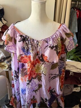 H&M Lavender Off-Shoulder Floral Ruffle Top
